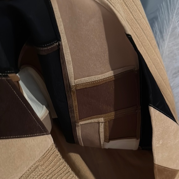 Brown and‎ Black Cowl Neck Sweater with Geometric Design - Picture 3 of 5